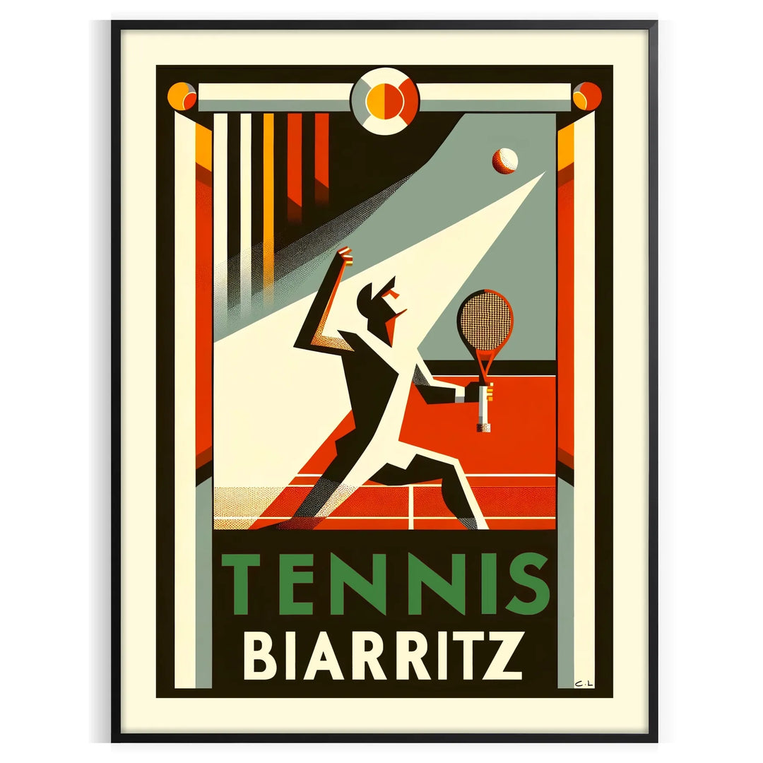 Tennis Biarritz Travel Poster High Quality Frame Premium Print Home Decor Color