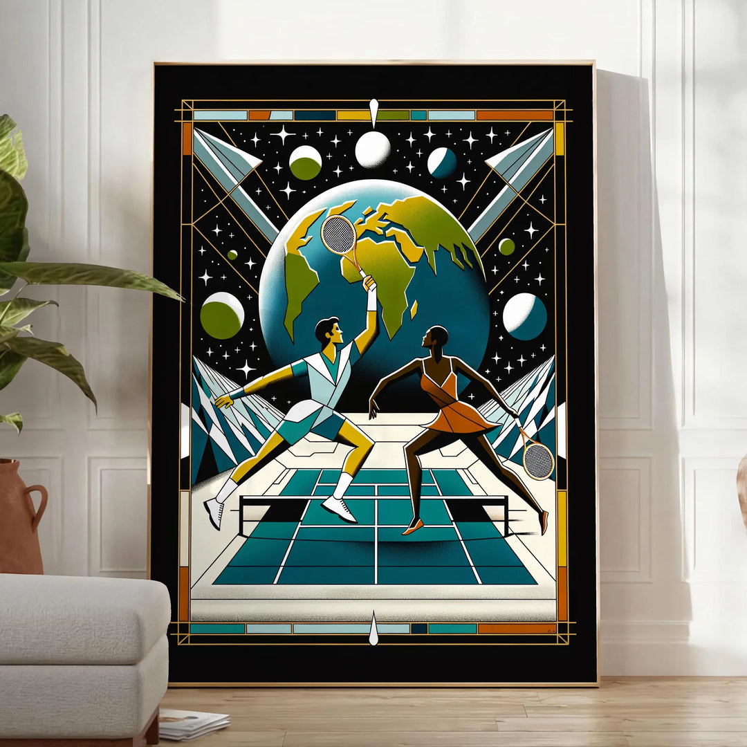 Classic Moon tennis design capturing the spirit of global Grand Slam tournament