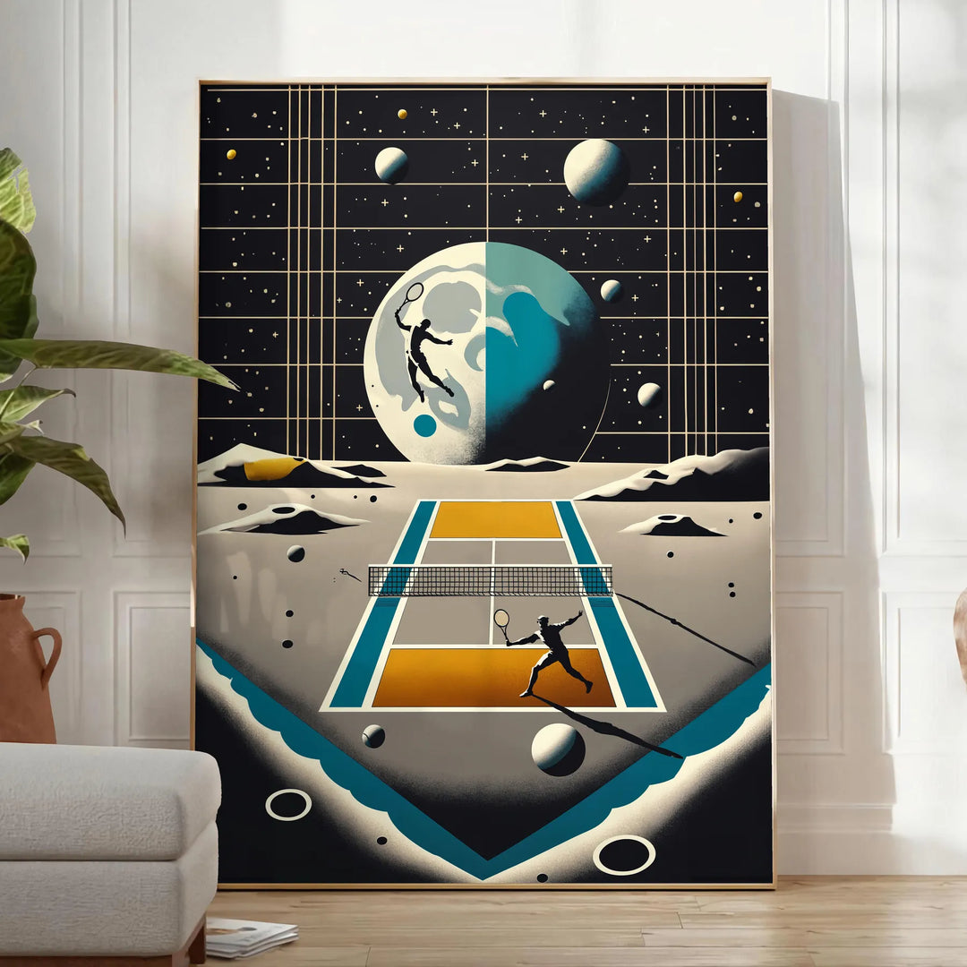 Classic Moon tennis design capturing the spirit of global Grand Slam tournament