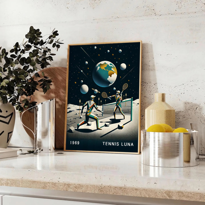 Tennis Moon Poster Travel Poster High Quality Frame Premium Print Home Decor Color