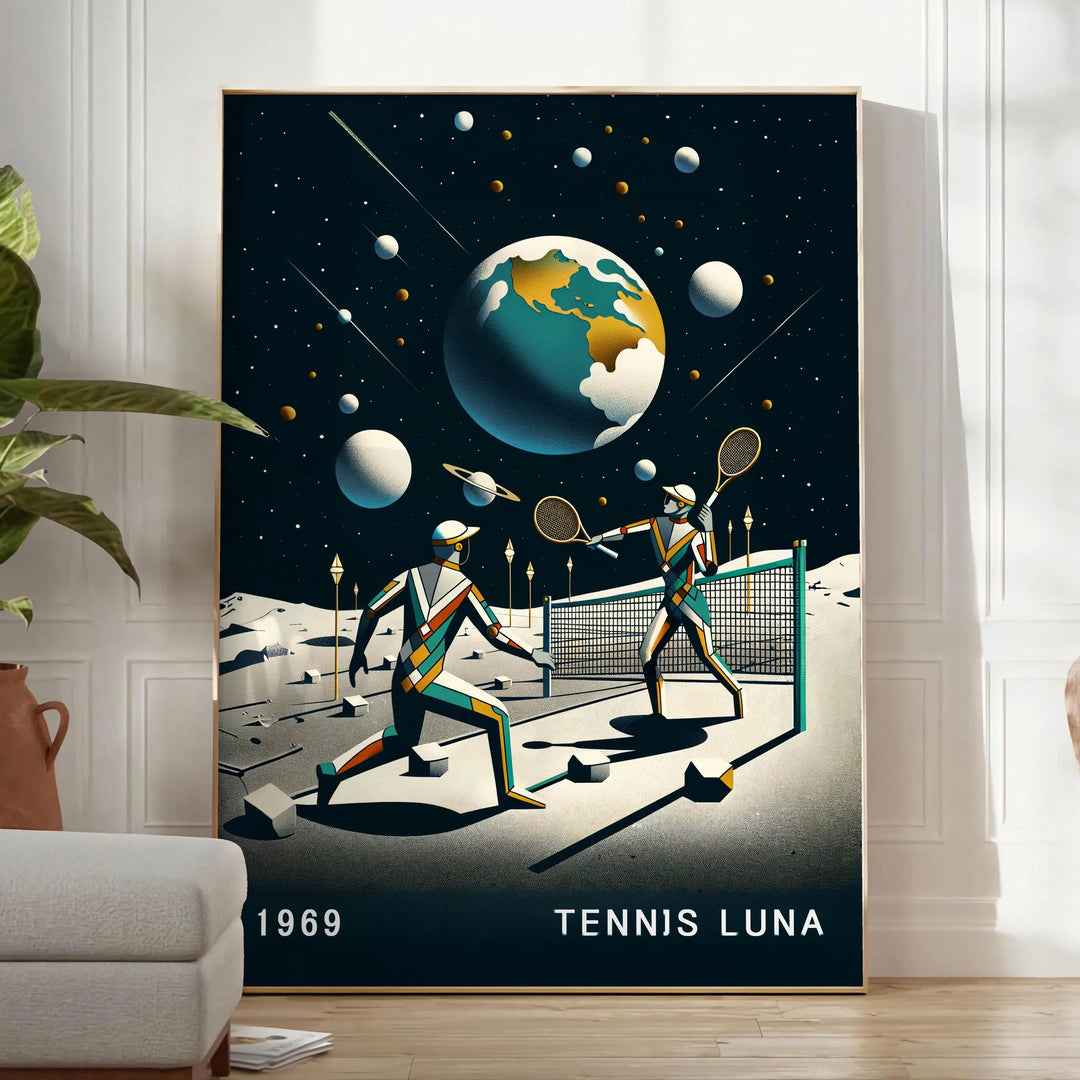 Tennis Moon Poster Travel Poster High Quality Frame Premium Print Home Decor Color