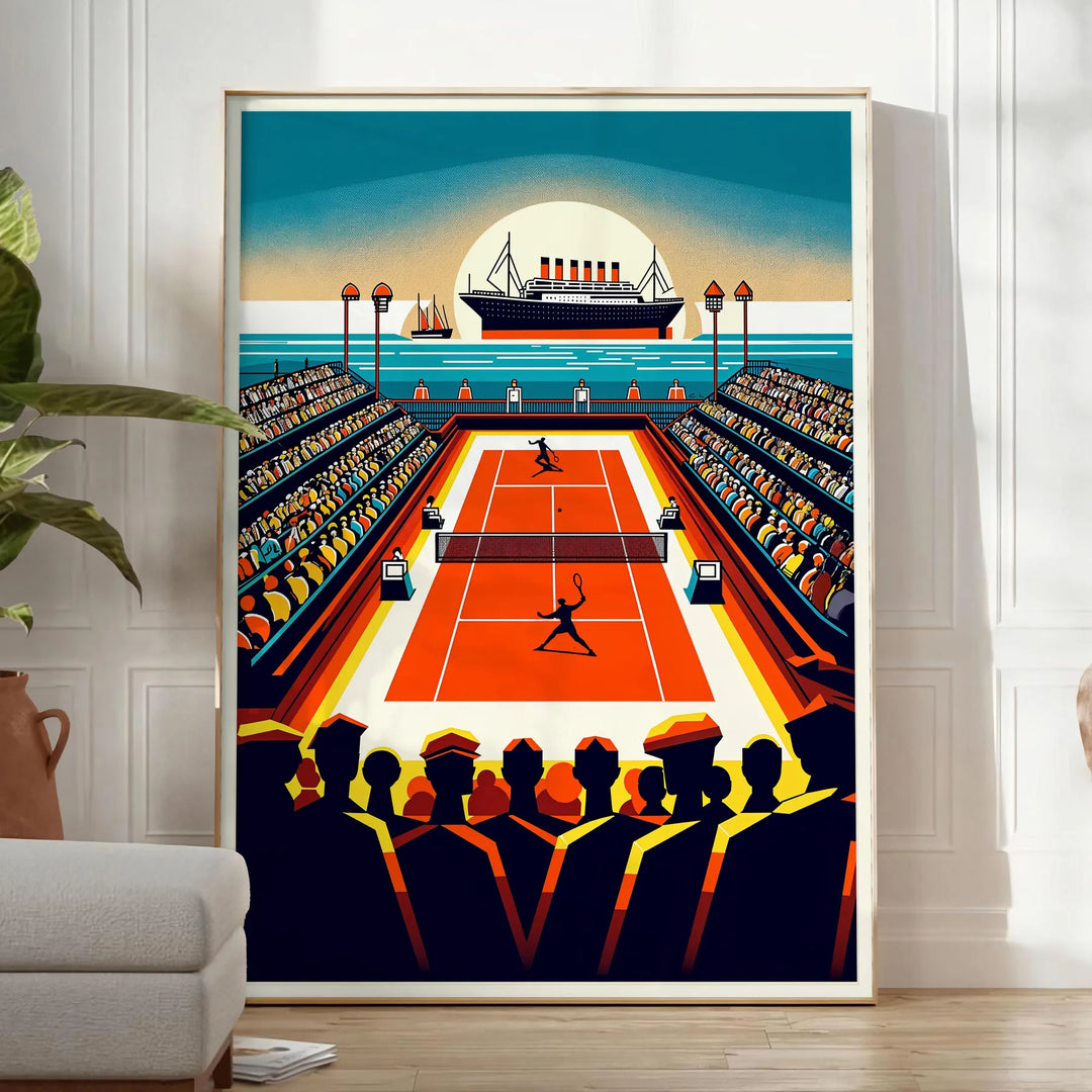 Vintage Titanic tennis poster in an Art Deco style for all Grand Slam fans