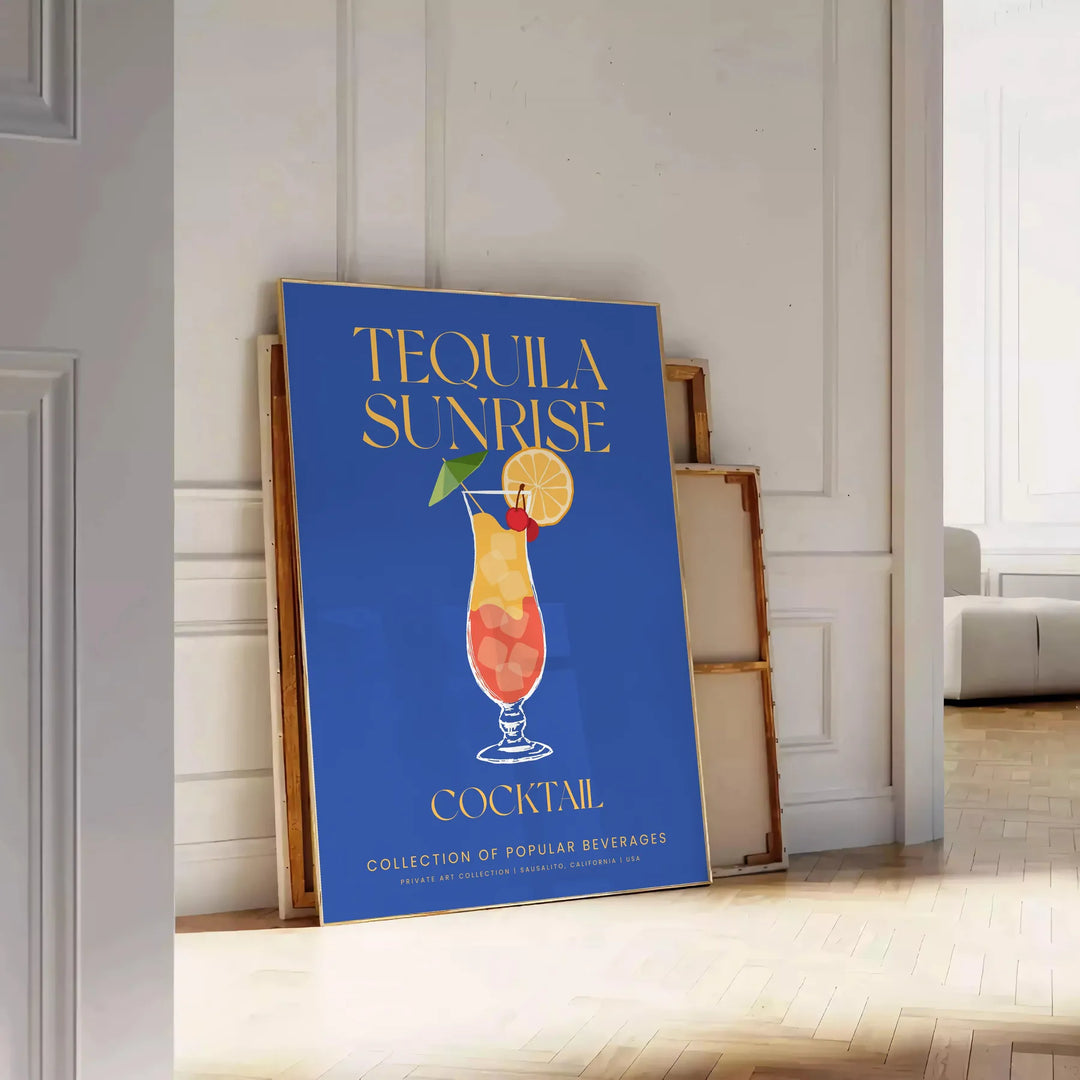 Tequila Sunrise Cocktail Print Travel Poster High Quality Frame Premium Print Home Decor Color