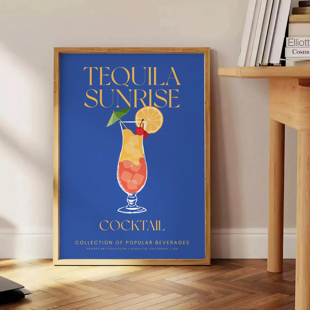 Tequila Sunrise Cocktail Print Travel Poster High Quality Frame Premium Print Home Decor Color