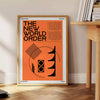 univers art moderne affiche captivante ordre mondial nouveau teintes vibrantes orange noir cadeau unique disponibles A4 cm A0