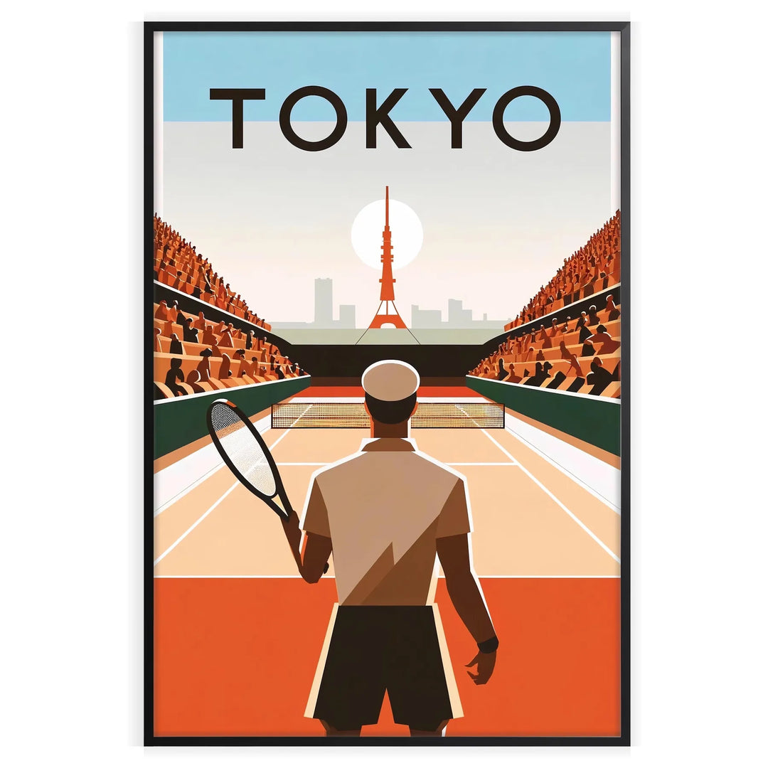 Tokyo Tennis Vintage Poster tournament, tower tokyo home deco premium print affiche locadina wall art home office vintage decoration