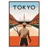 Retro Tokyo tennis print celebrating iconic Grand Slam tournaments worldwide elegant living room interior framed print
