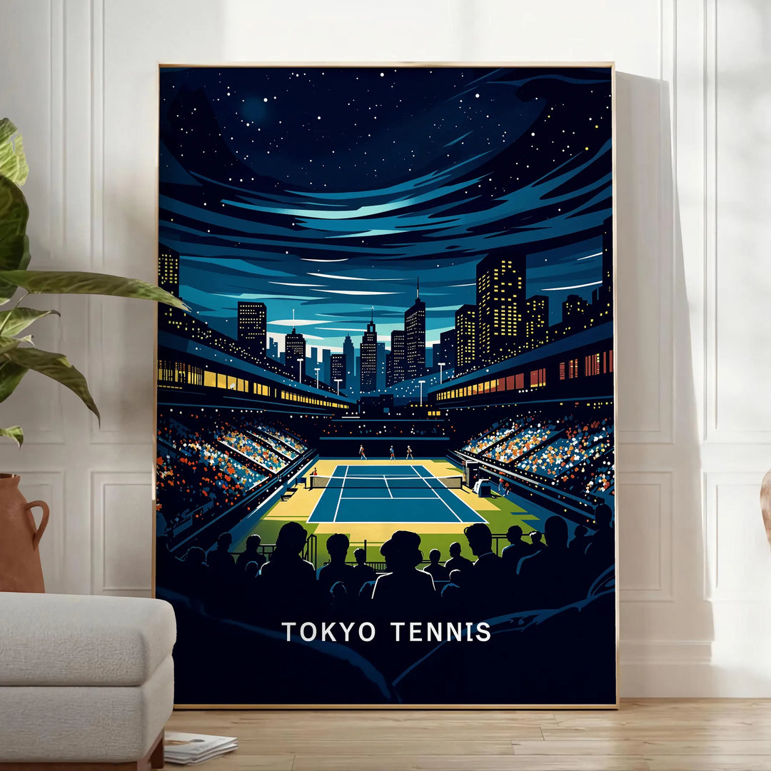 Vintage Tokyo tennis poster in an Art Deco style for all Grand Slam fans