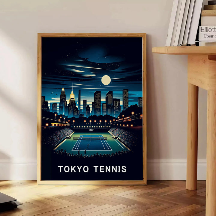 Vintage Tokyo tennis poster in an Art Deco style for all Grand Slam fans