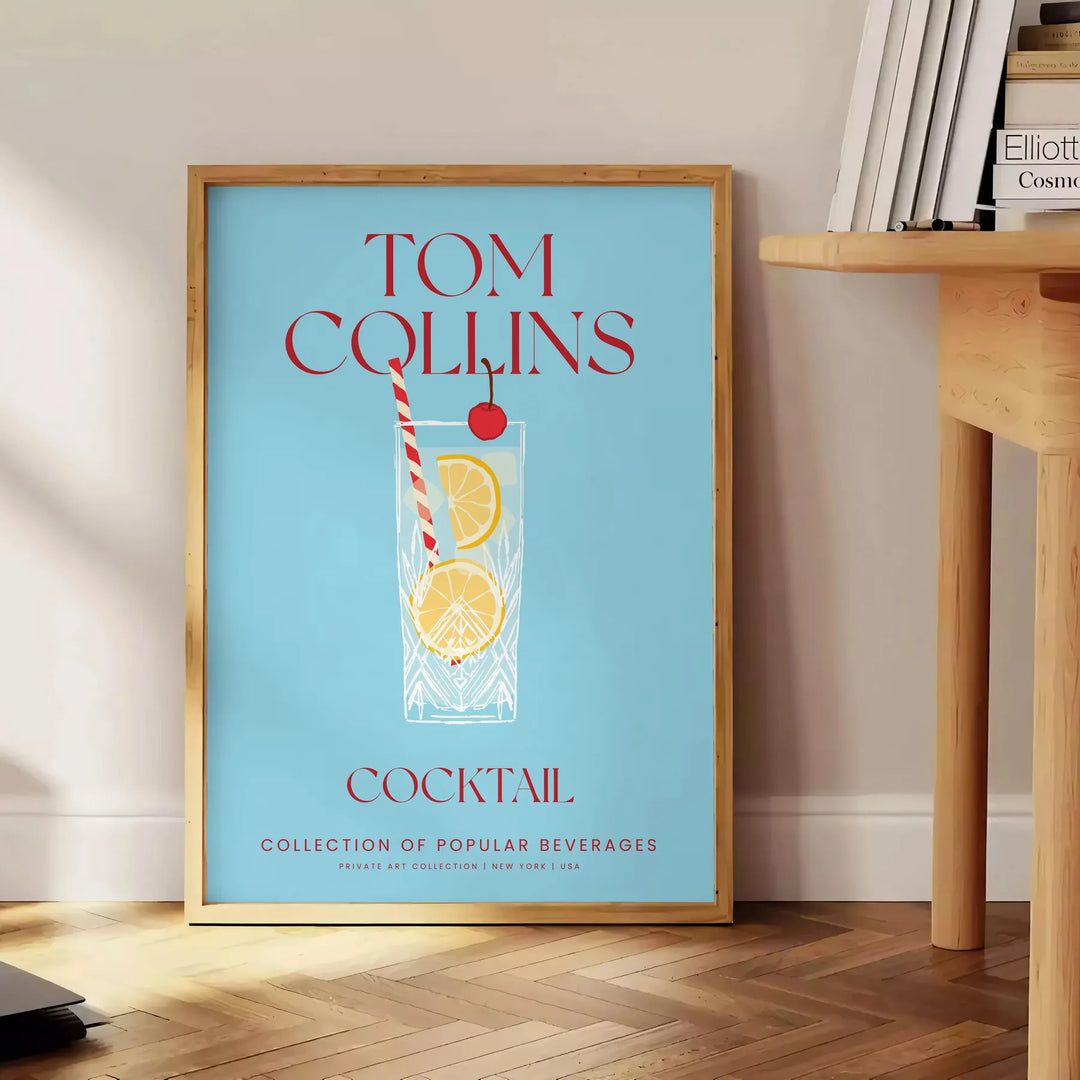 Tom Collins Cocktail Art Travel Poster High Quality Frame Premium Print Home Decor Color