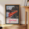 charm vintage travel Train Portland San Francisco Poster vibrant orange green hues wall art lovers timeless journeys unique gift sizes A4 cm A0