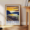 visual journey stunning train travel poster captivating blend gray blue wall art masterpiece romance railways gift unique décor piece sizes available A4 cm A0