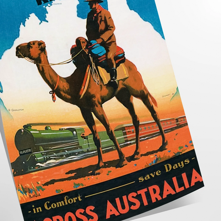 Trans Australia Travel Poster Poster Travel Poster High Quality Frame Premium Print Home Decor Color