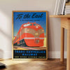 Affiche captivante voyage train transaustralien noir vert une atmosphère unique cadeau amateurs disponibles A4 cm A0