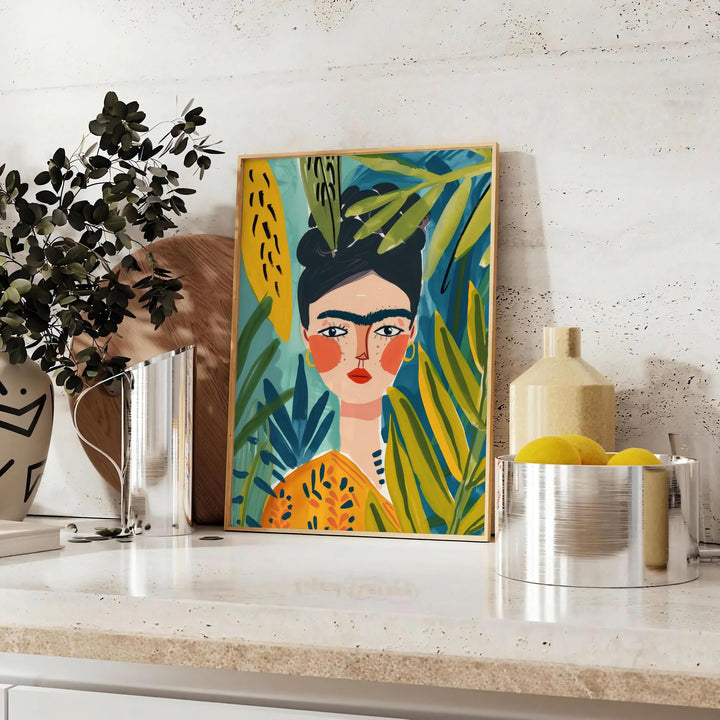 Tropical Woman Graphic Wall Print Travel Poster High Quality Frame Premium Print Home Decor Color