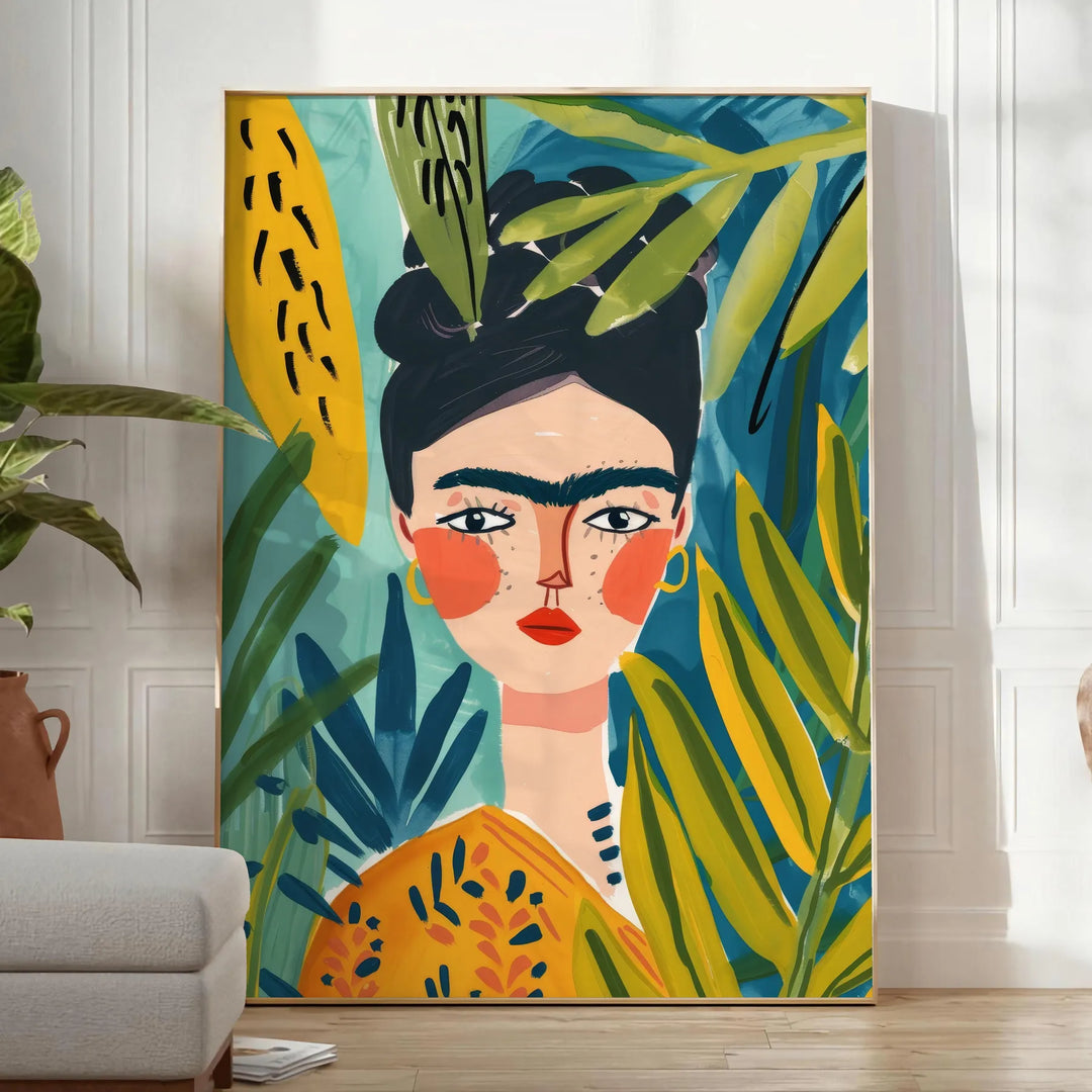 Tropical Woman Graphic Wall Print Travel Poster High Quality Frame Premium Print Home Decor Color