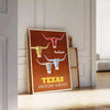 Texan pride love travel vibrant American Airlines poster bold orange yellow hues eye wall art perfect gift addition home decor artwork