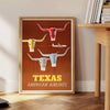 Texan pride love travel vibrant American Airlines poster bold orange yellow hues eye wall art perfect gift addition home decor artwork