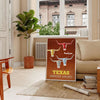 Texan pride love travel vibrant American Airlines poster bold orange yellow hues eye wall art perfect gift addition home decor artwork