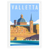charm Valletta Malta stunning travel poster vibrant green blue hues artwork perfect wall art gift enthusiast space captivating print A4 cm A0 sizes