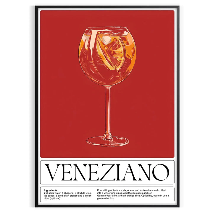 Veneziano Cocktail Wall Art Travel Poster High Quality Frame Premium Print Home Decor Color