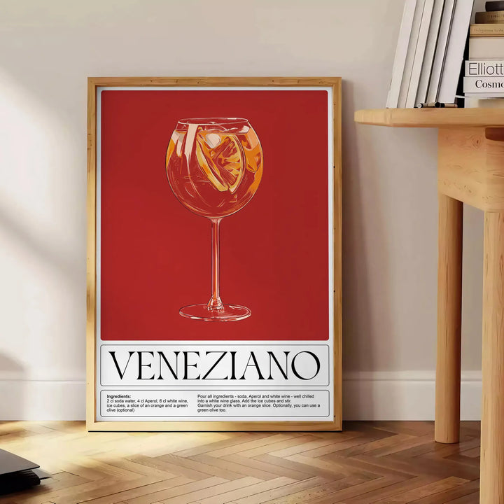 Veneziano Cocktail Wall Art Travel Poster High Quality Frame Premium Print Home Decor Color