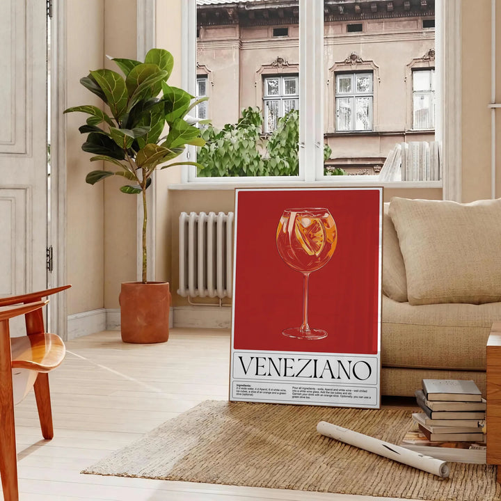 Veneziano Cocktail Wall Art Travel Poster High Quality Frame Premium Print Home Decor Color