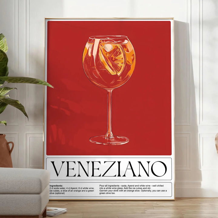 Veneziano Cocktail Wall Art Travel Poster High Quality Frame Premium Print Home Decor Color