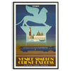 romance vintage travel stunning Venice Simplon poster vibrant orange green hues perfect wall art space unique gift artwork available sizes A4 cm A0