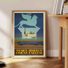 romance vintage travel stunning Venice Simplon poster vibrant orange green hues perfect wall art space unique gift artwork available sizes A4 cm A0