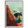 space Vintage Mountain Art Poster black orange hues captivating wall print excellent gift nature lovers enthusiasts unframed version style decor