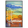 charm Queenstown vintage rail poster lush greens serene blues wall art essence timeless travel unique gift standout piece artwork space sizes A4 cm A0