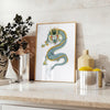 space Vintage Japanese Bird Poster elegant green white hues exquisite wall art timeless appeal perfect gift personal decor various sizes A4 cm A0 lovers collectors