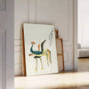 exquisite Vintage Japanese Bird Poster nature elegance vibrant yellow green hues charm space wall art unique gift framed frameless styles timeless addition decor