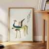 exquisite Vintage Japanese Bird Poster nature elegance vibrant yellow green hues charm space wall art unique gift framed frameless styles timeless addition decor