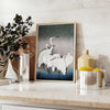 space captivating vintage bird poster Japanese art tranquil greens blues wall touch nature elegance indoors unique artwork thoughtful gift unframed options