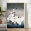 space captivating vintage bird poster Japanese art tranquil greens blues wall touch nature elegance indoors unique artwork thoughtful gift unframed options