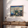 space vintage Japanese poster lush green serene blue tones exquisite wall art print timeless elegance room unique gift personal artwork