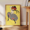 space vintage retro poster stunning woman vibrant green orange hues timeless wall art piece unique gift sizes Letter Medium Large Extra room beautiful artwork