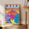 perfect blend nostalgia style Usia Vintage Retro Poster stunning blue purple hues captivating wall art ideal gift lover space available framed masterpiece unframed print