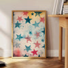 space vintage stars poster captivating blend orange blue hues timeless wall art perfect room unique gift multiple sizes A4 cm A0 decor today stunning artwork