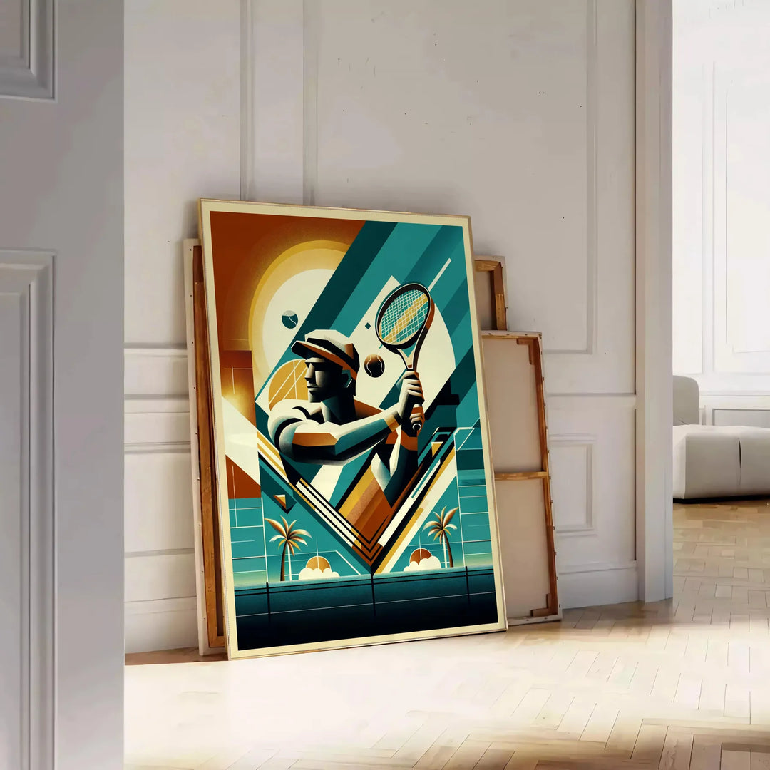 Elegant Vintage tennis artwork perfect for any sports enthusiast elegant living room interior framed print