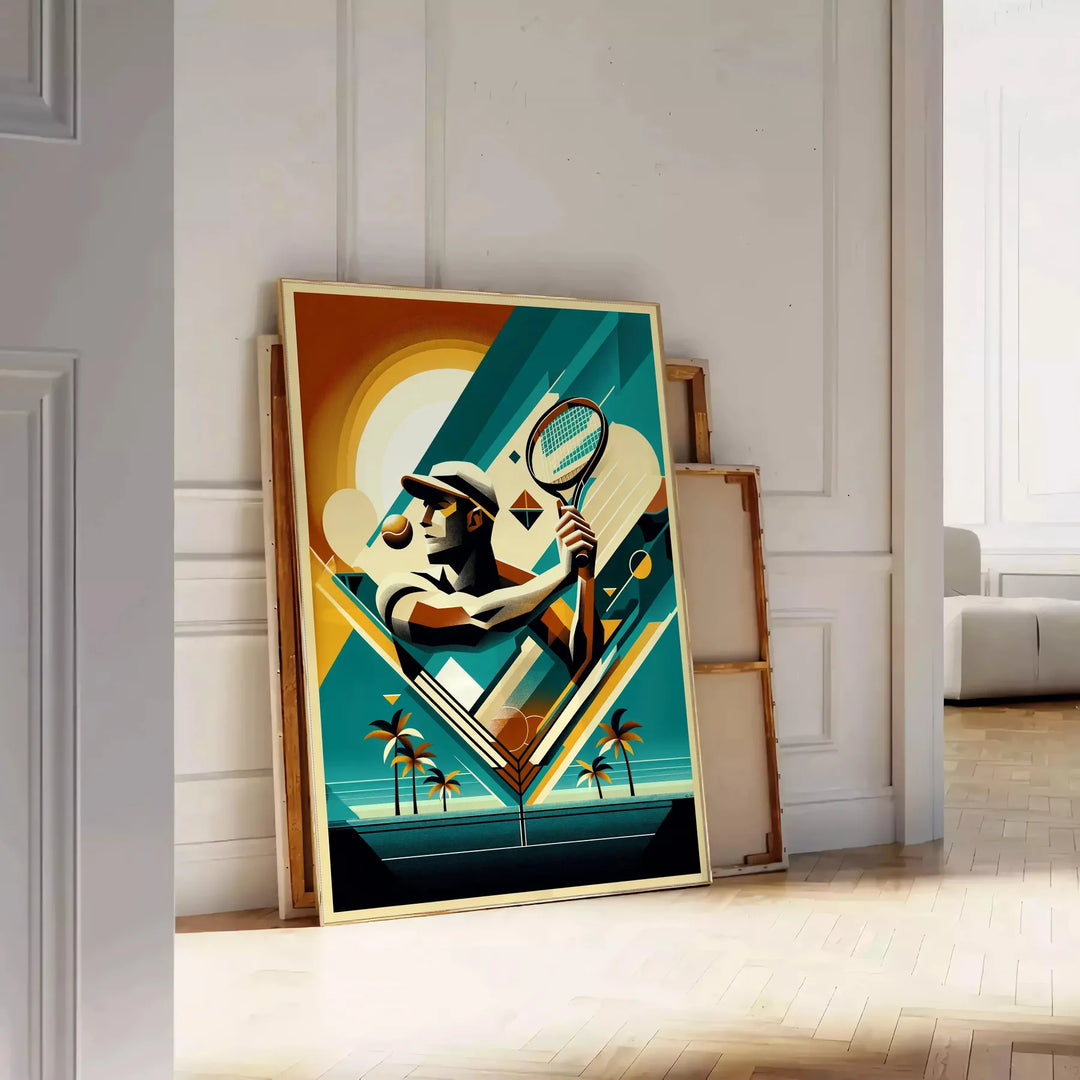 Art Deco Vintage tennis poster Grand Slam tournament elegant living room interior framed print