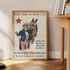 vintage charm Uncle Sam art poster orange gray hues unique wall memorable gift artwork classic Americana sizes A4 cm A0 decor today