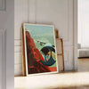 space Vintage Mountain Art Poster black orange hues captivating wall print excellent gift nature lovers enthusiasts unframed version style decor