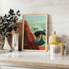 space Vintage Mountain Art Poster black orange hues captivating wall print excellent gift nature lovers enthusiasts unframed version style decor