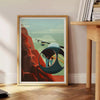 space Vintage Mountain Art Poster black orange hues captivating wall print excellent gift nature lovers enthusiasts unframed version style decor