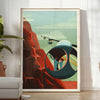 space Vintage Mountain Art Poster black orange hues captivating wall print excellent gift nature lovers enthusiasts unframed version style decor