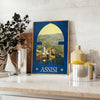 charm yesteryears vintage travel art poster lush greens tranquil blues wall unique gift captivating artwork nostalgia style space frame ready walls