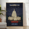 charm Washington American Airlines vintage poster black green tones wall art thoughtful gift eye print piece history unframed retro touch space